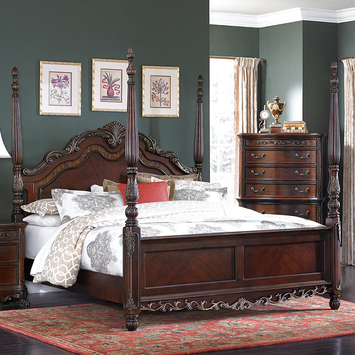 Lark Manor Ceja Solid Wood Four Poster Configurable Bedroom Set